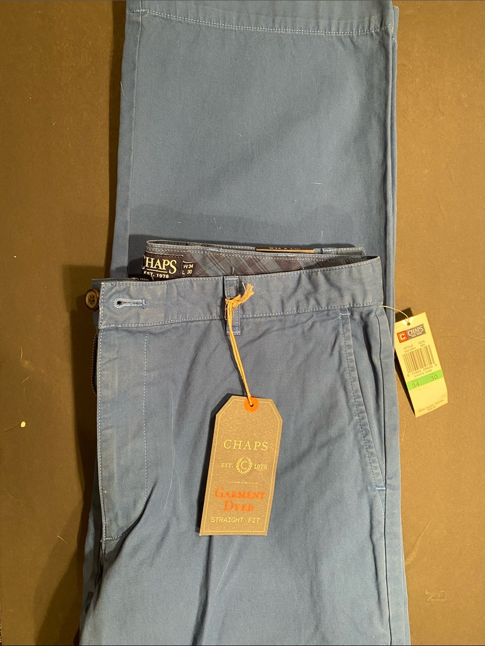 Chaps Men's Straight Fit Chinos — Slate Blue - Picture 4 of 5